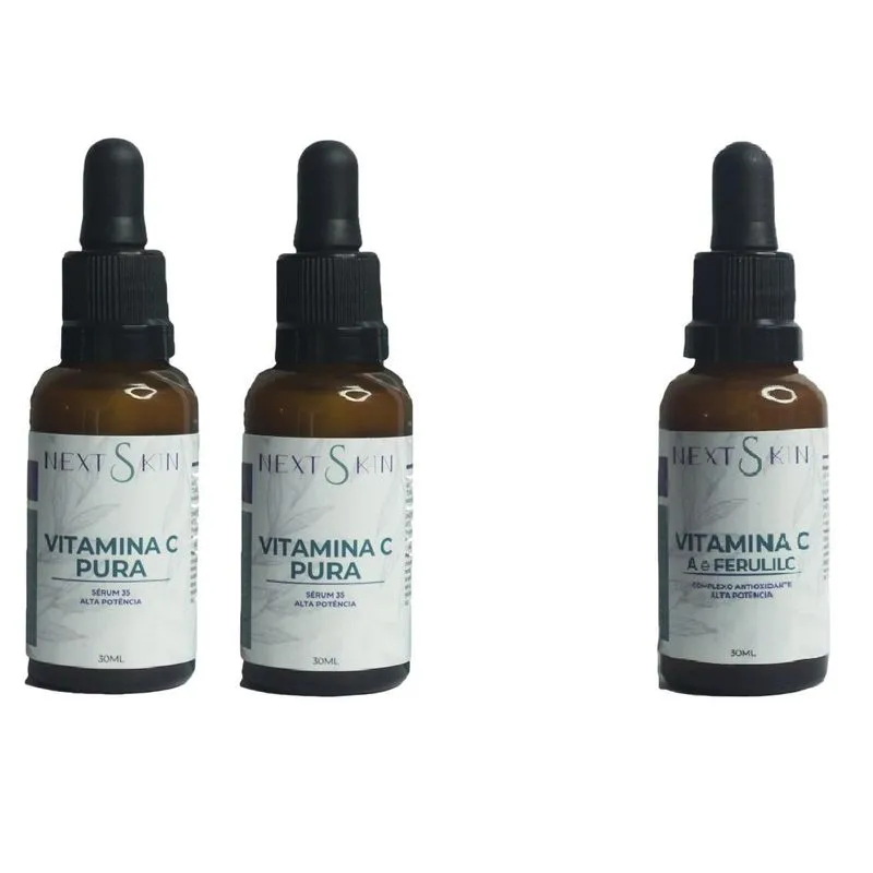 Kit 2 Sérum Vitamina C Pura 35% Next Skin + Ferulico