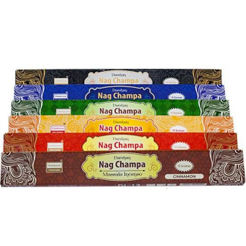 Kit 6 Caixas 15G Incenso Nag Champa Massala Sortido Darshan