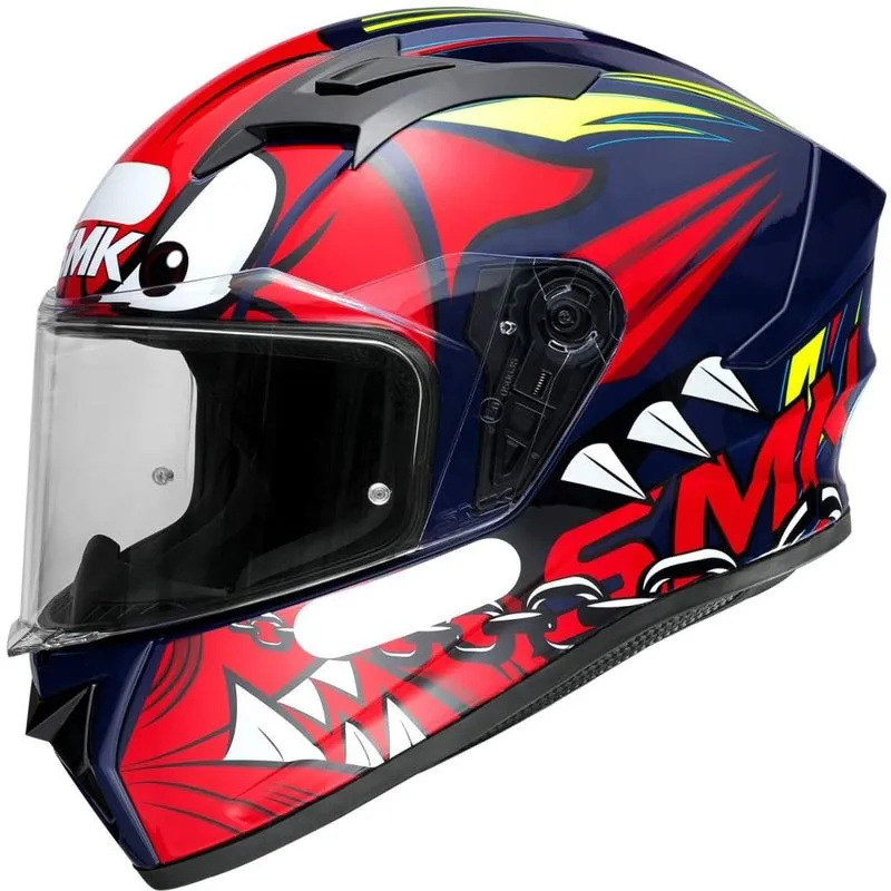 Capacete Smk Stellar Monster - Azul/vermelho/branco