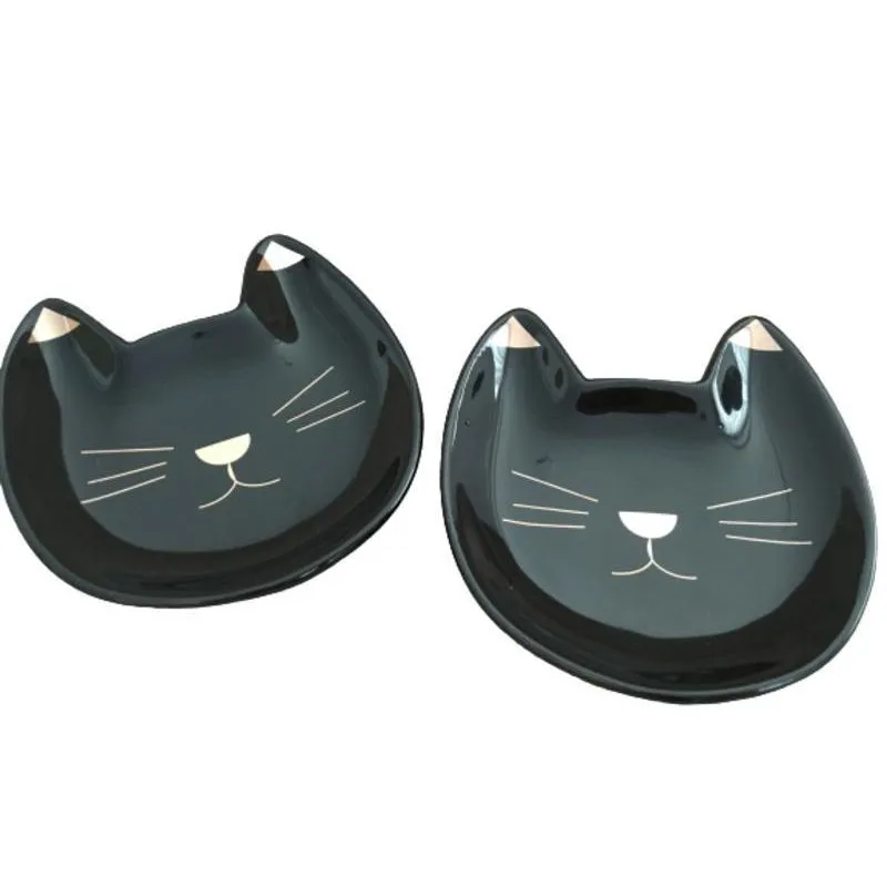 Enfeites Decorativos Casal Gatos Em Cerâmica Preto E Gold