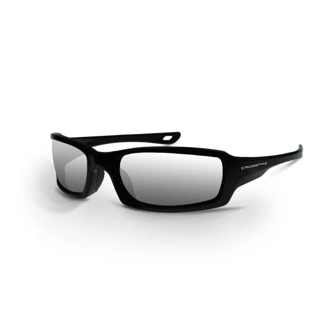 Crossfire M6A Premium Safety Eyewear Pearl Black Frame - Silver Mirror Lens