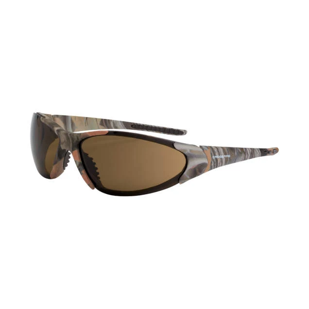 Crossfire Core Premium Safety Eyewear Woodland Brown Camo Frame - HD Brown Lens