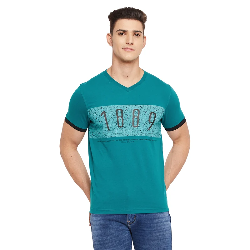 Duke Stardust Men Half Sleeve Cotton T-shirt (LF4571) XXL / Alpine Green / Printed