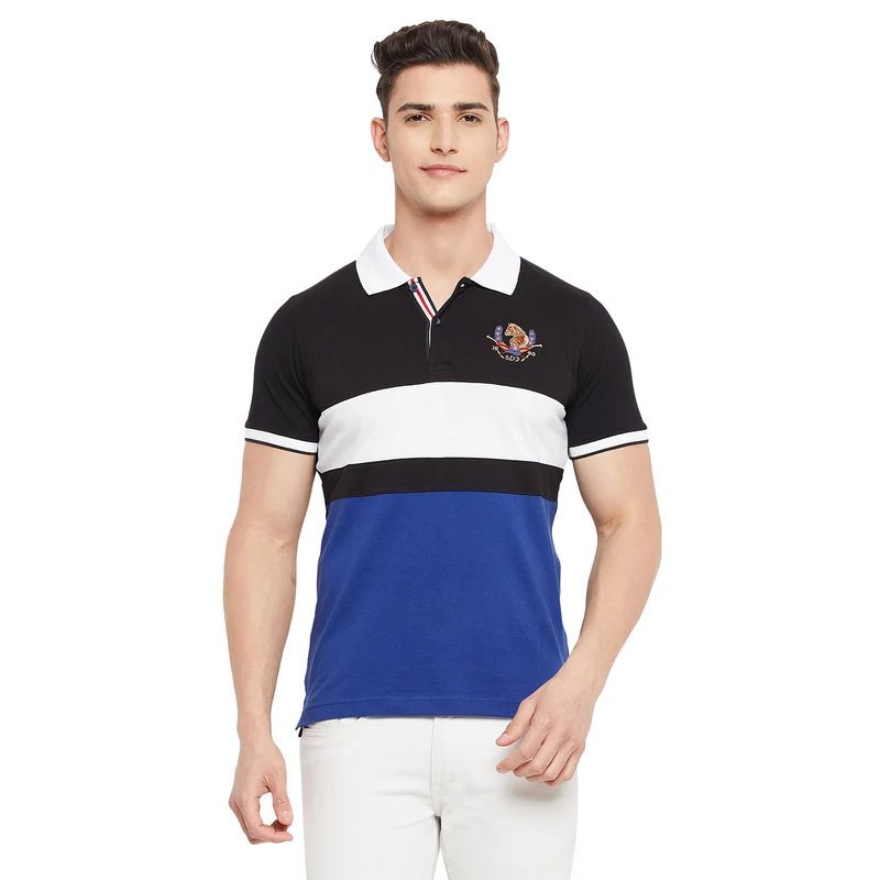 Duke Stardust Men Half Sleeve Cotton T-Shirt (LF4618) S / Black / Color Block