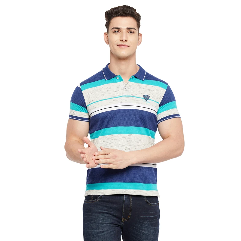 Duke Stardust Men Half Sleeve Cotton T-Shirt (LF4658) XXL / Baltic blue / Striped