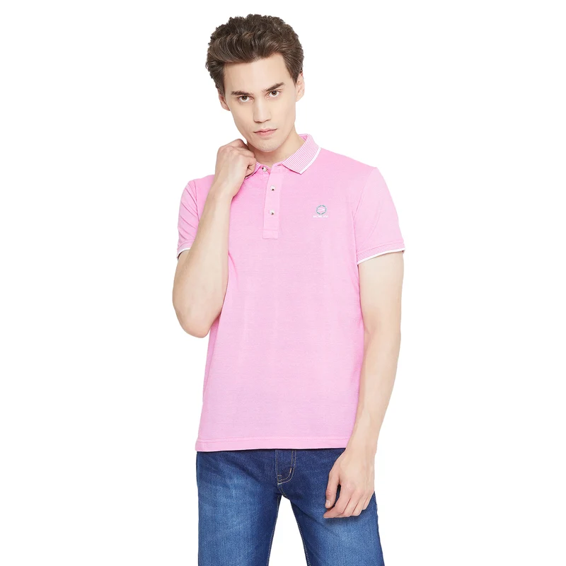 Duke Urban Men Half Sleeve T.Shirt (LQ6262) Powder Pink / XL / Striped
