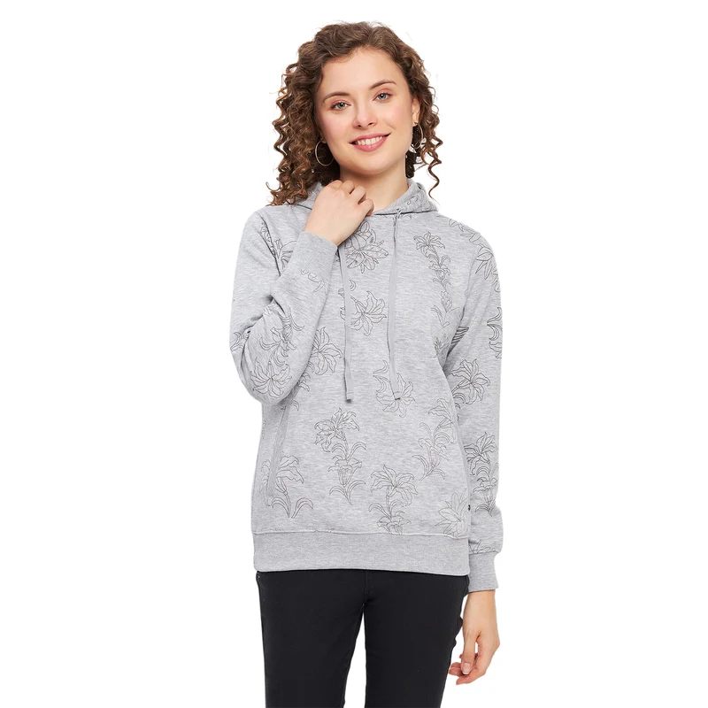 Duke Urban Women Hooded Sweatshirt (LFX732) M.Grey Melange / L / Printed