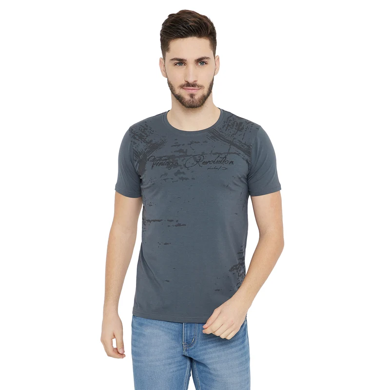 Duke Urban Men Half Sleeve T.Shirt (LQ4512) Smoke Grey / XL / Printed