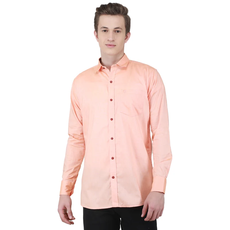 Duke Stardust Men Full Sleeve Cotton Shirt (SDO88BCO) Orange / L / Solid