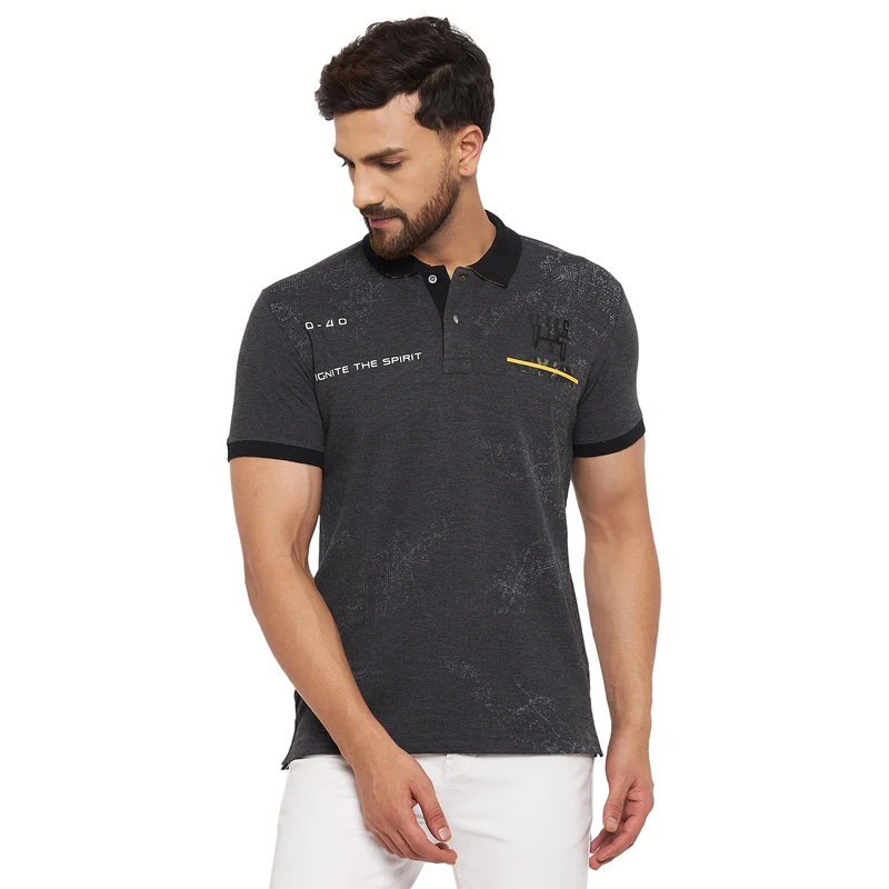 Duke Stardust Men Half Sleeve Cotton T-shirt (LF4969) Anthra / S / Printed