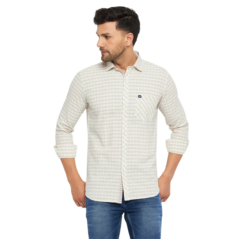 Duke Stardust Men Full Sleeve Cotton Shirts (SDO8976) Fawn / XL / Checkered