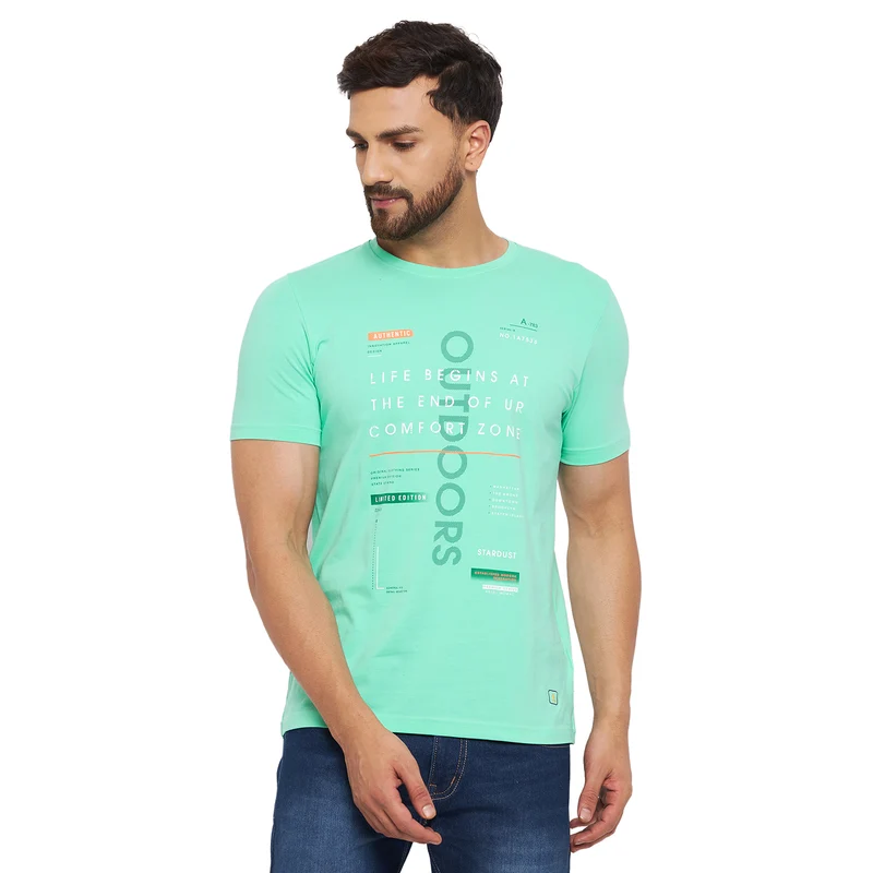 Duke Stardust Men Half Sleeve Cotton T-shirt (LF4917) Neo Mint / XL / Printed