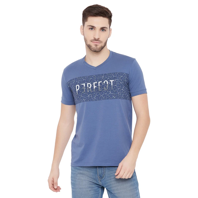 Duke Men Urban Half Sleeve T-Shirt (LF4855) Blue / XXL / Printed