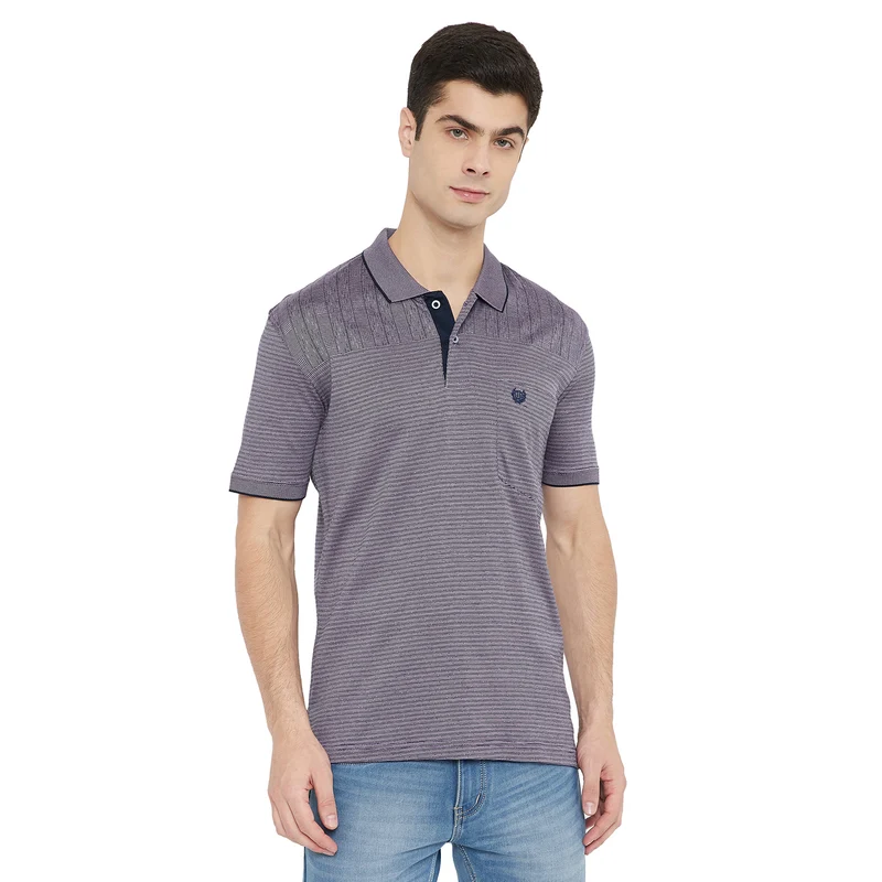 Duke Urban Men Cotton Blend Half Sleeve T.Shirt (LF4881) Liliac / M / Striped