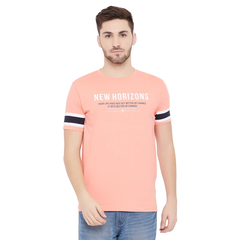 Duke Men Urban Half Sleeve T-Shirt (LF4923) Cantaloupe / L / Printed