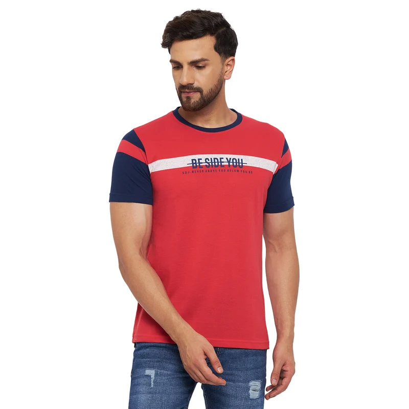 Duke Stardust Men Half Sleeve Cotton T-shirt (LF4946) Garnet / M / Printed