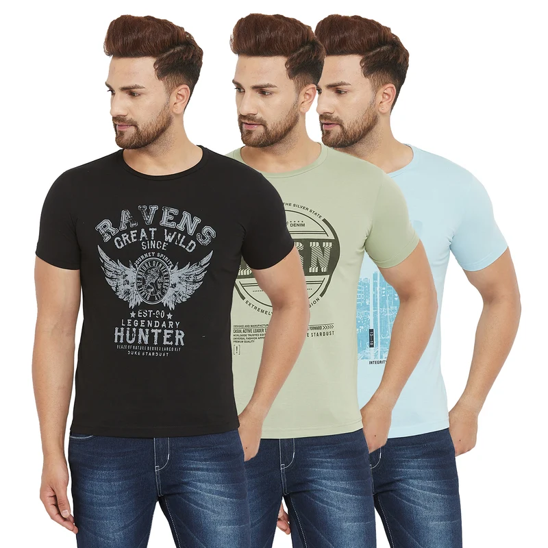 Duke Stardust Men T-Shirt Combo Pack of 3(SDVP35) Nebula / XXL / Printed