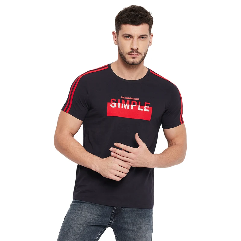 Duke Stardust Men Half Sleeve Cotton T-shirt (LF5176) Navy / XXL / Printed