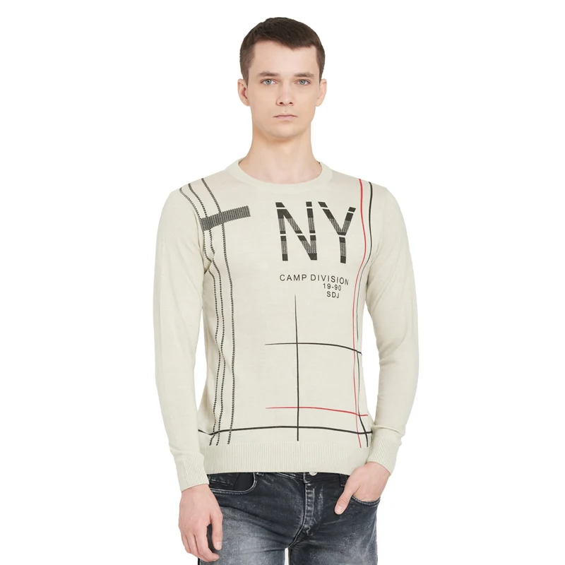 Duke Urban Men Long Sleeve Sweater (SDS8060) L / L.Fawn / Printed