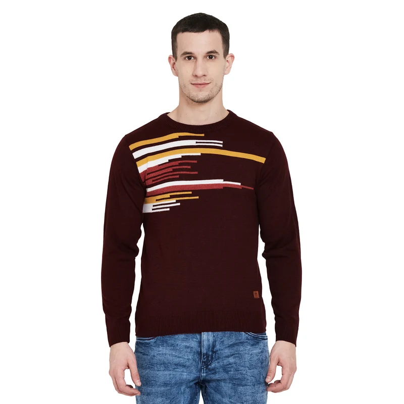 Duke Urban Men Long Sleeve Sweater (SDS8072) XL / Wine Mix / Printed