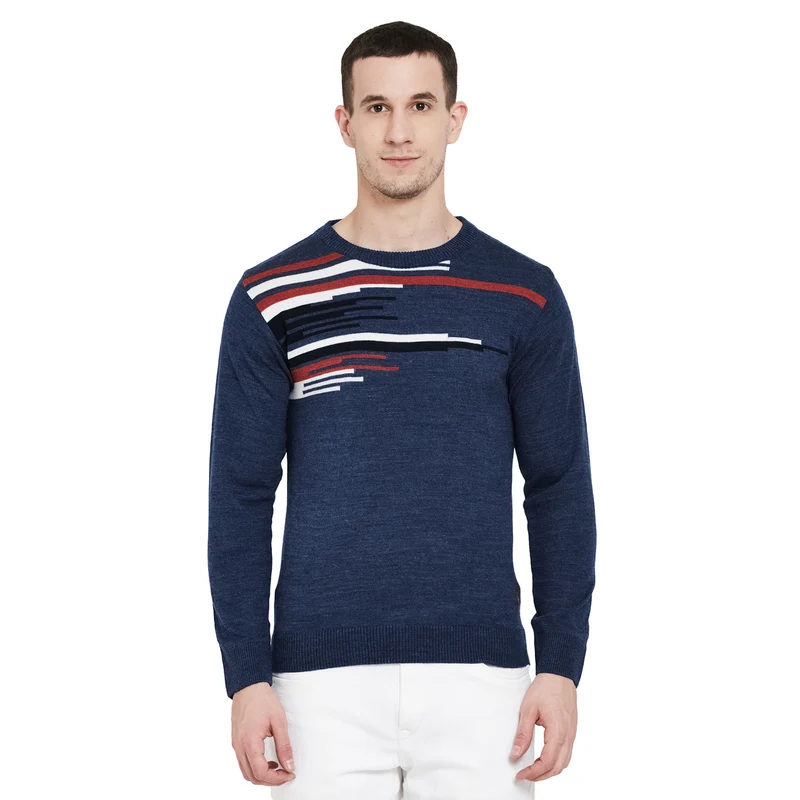 Duke Urban Men Long Sleeve Sweater (SDS8072) L / Navy Mix / Printed