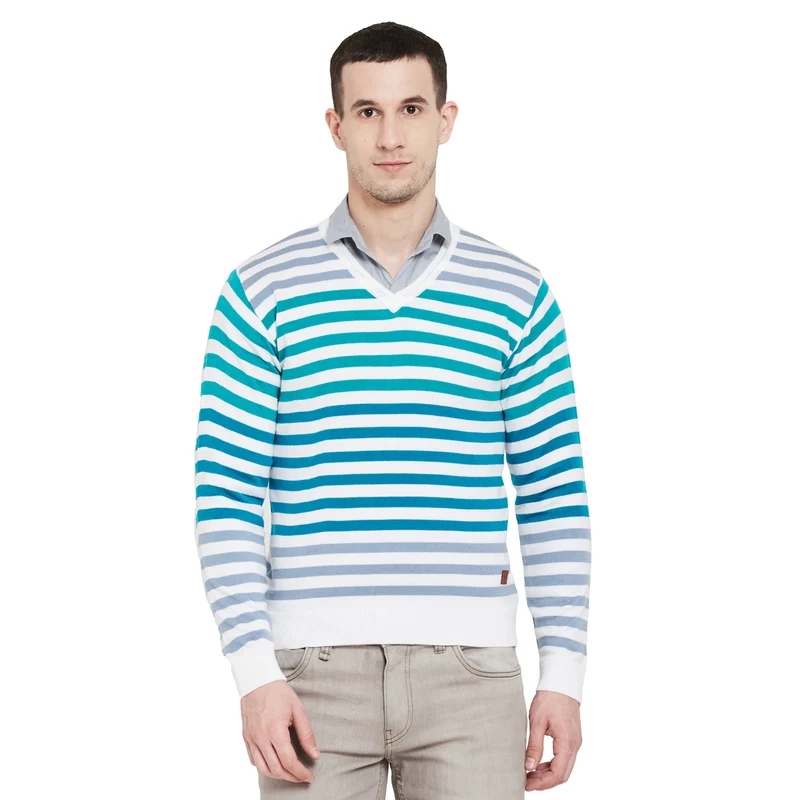 Duke Urban Men Long Sleeve Sweater (SDS8073) L / White / Striped