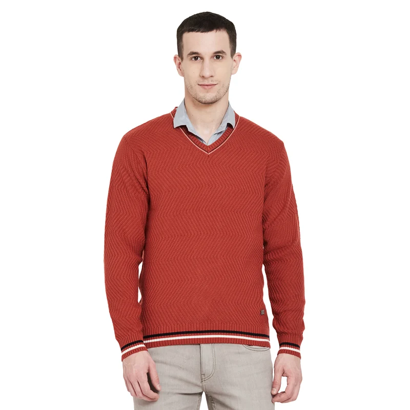 Duke Urban Men Long Sleeve Sweater (SDS713) M / Rust / Woven