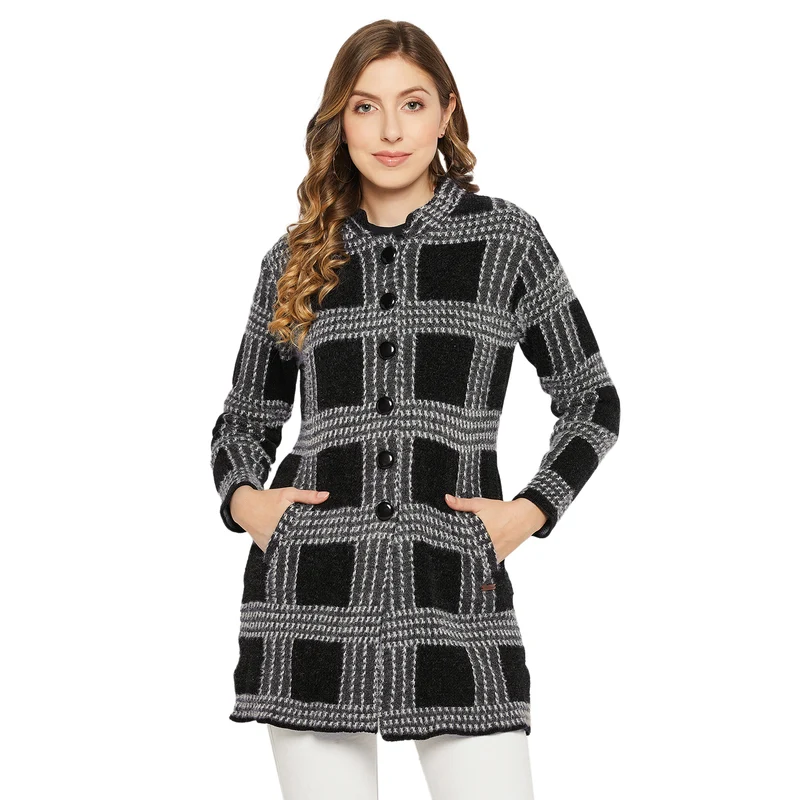 Duke Urban Women Full Sleeve Cardigan (SDS972) Black / S / Checkered