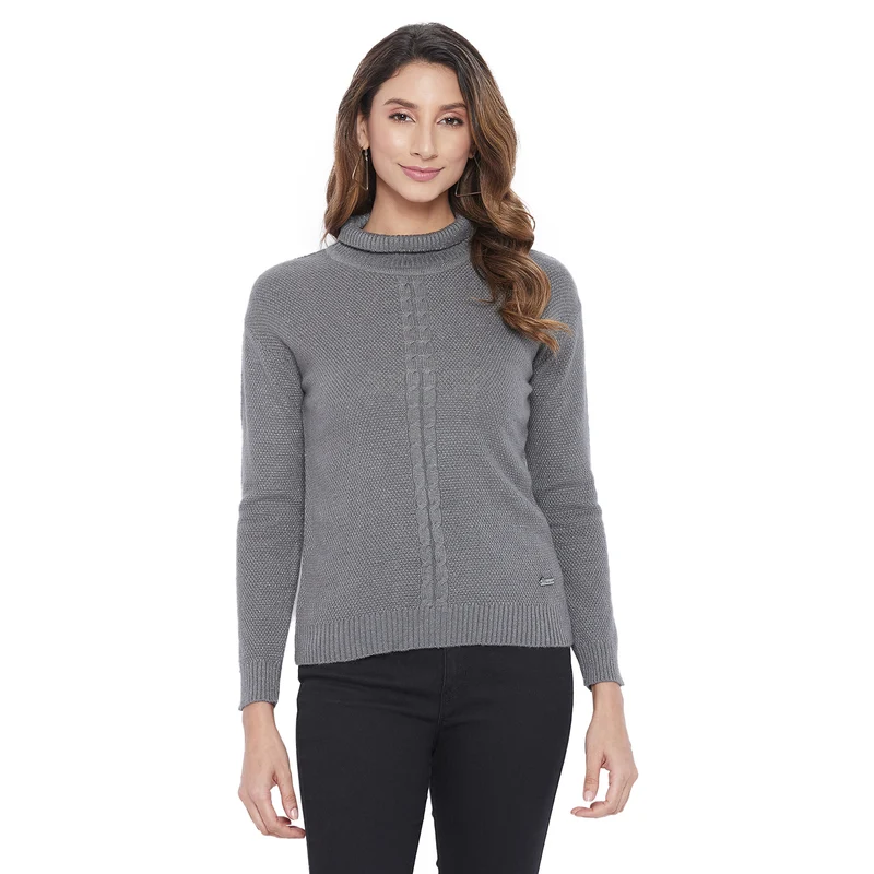Duke Urban Women Full Sleeve Sweater (SDS930) XL / D.Grey / Self Design