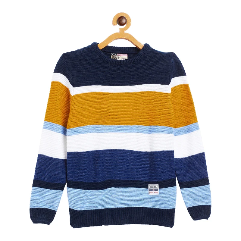Duke Urban Boys Round Neck Sweater (SDS3577) 28 / D.Navy / Striped