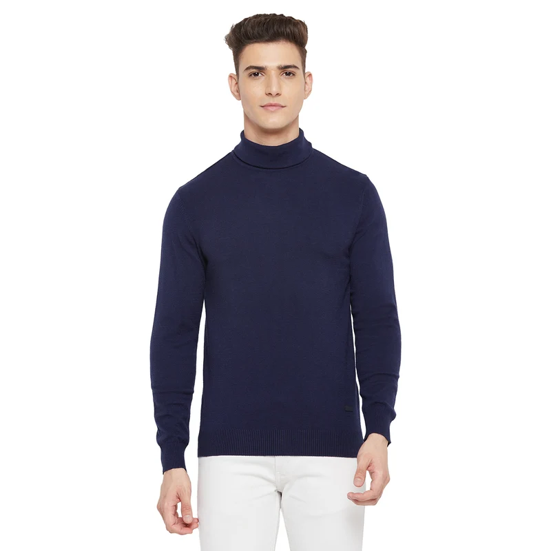 Duke Urban Men Full Sleeve High Neck Sweater (SDS696) Navy / L / Solid