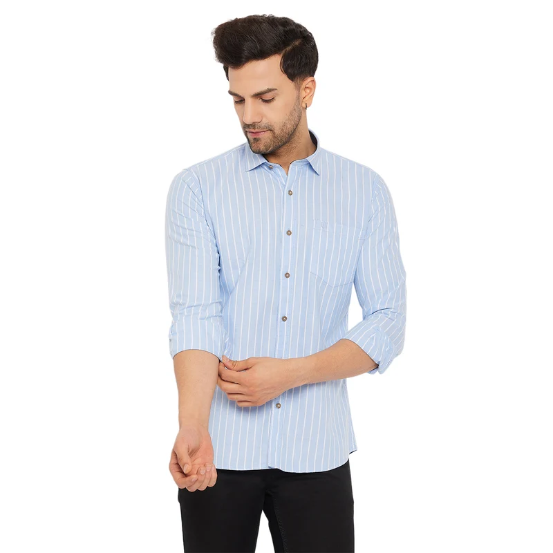 Duke Stardust Men Cotton Full Sleeve Shirt (SDO8STO) Sky / XL / Striped