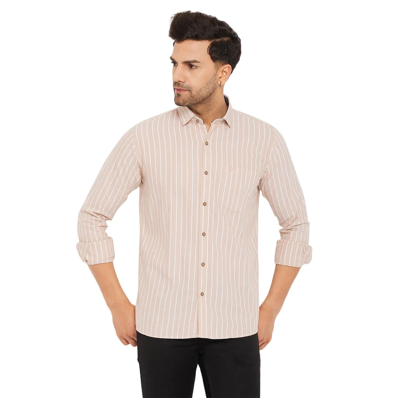 Duke Stardust Men Cotton Full Sleeve Shirt (SDO8STO) Fawn / L / Striped