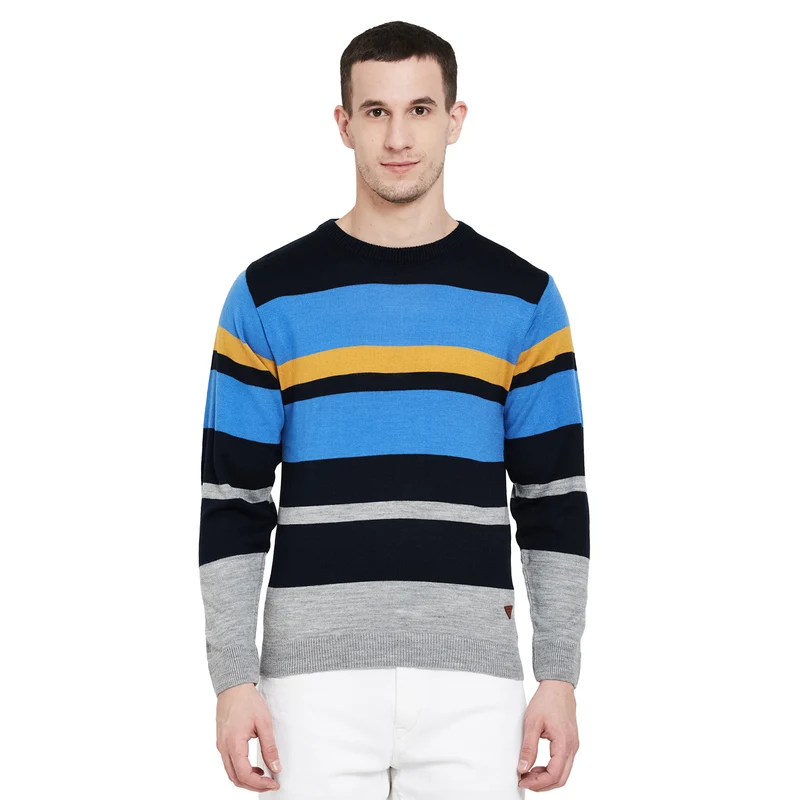 Duke Urban Men Long Sleeve Sweater (SDS8053) D.Navy / S / Striped