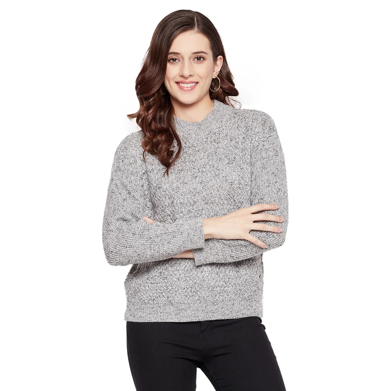 Duke Urban Women Full Sleeve Sweater (SDS917) L.Grey Melange / S / Self Design