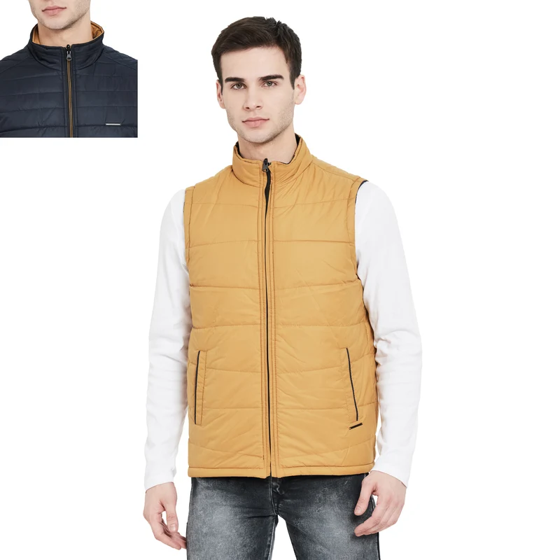 Duke Urban Men Sleeveless Reversible Jacket (SDZ911) XXL / Navy / Solid