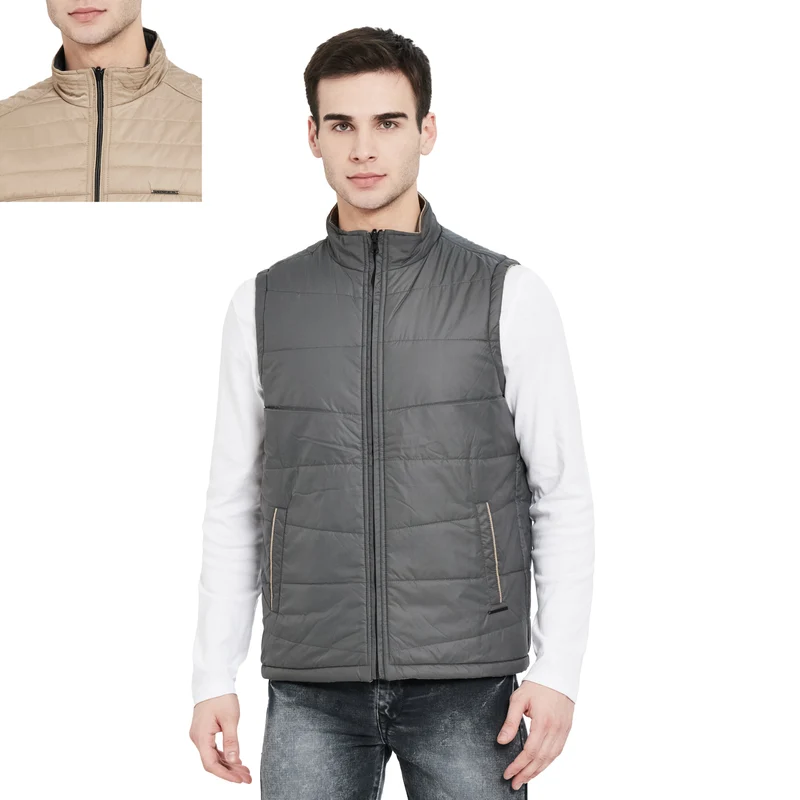 Duke Urban Men Sleeveless Reversible Jacket (SDZ911) XXL / Camel / Solid