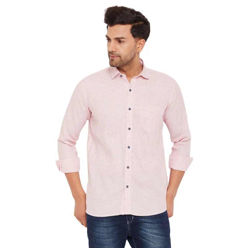 Duke Men Stardust Cotton Full Sleeve Shirt (SDO8PCDL) Pink. / XL / Self Design