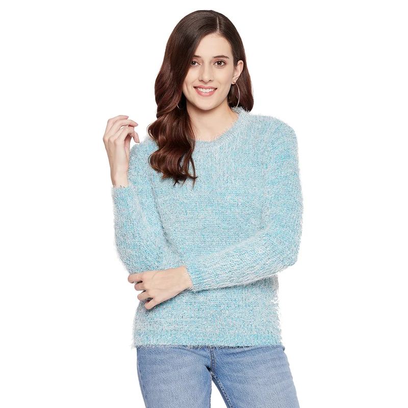 Duke Urban Women Full Sleeve Sweater (SDS926) Sky / XXL / Self Design