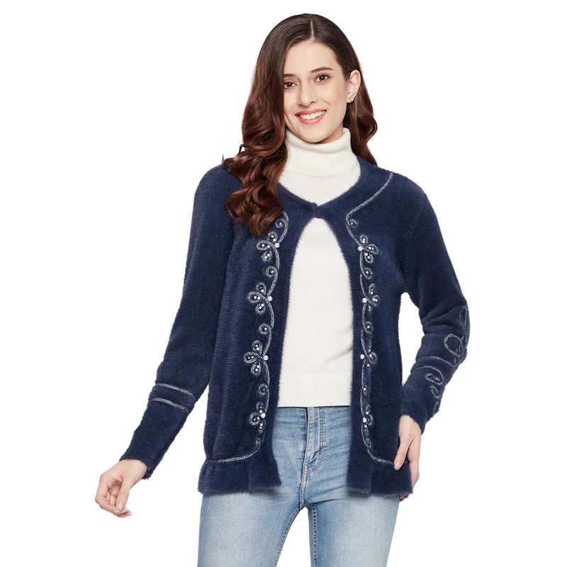 Duke Stardust Women Full Sleeve Shrug (SDS927) D.Navy / L / Solid