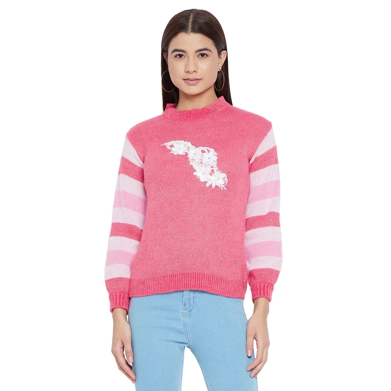 Duke Urban Women Full Sleeve Round Neck Pullover (SDS929) Red / M / Embroided
