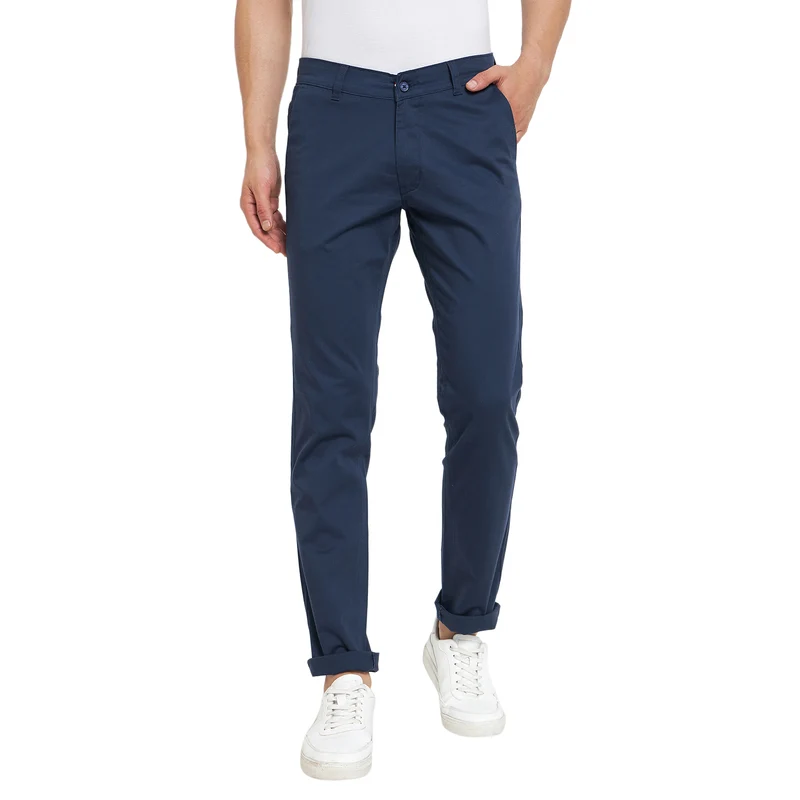 Duke Stardust Men Solid Chinos Trousers (SDT4512) Blue / 36 / Solid
