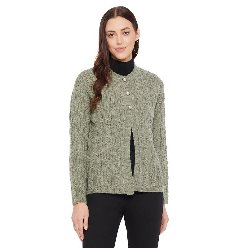 Duke Urban Women Full Sleeve Cardigan (SDS939) M / Sage Green / Woven