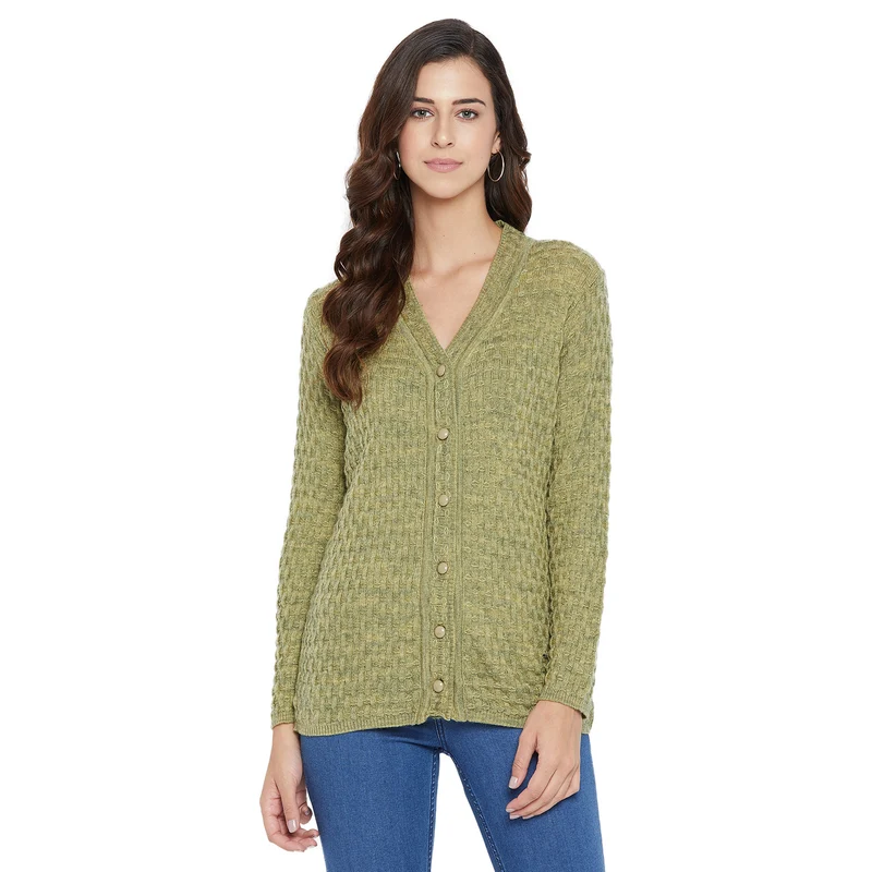 Duke Urban Women Full Sleeve Cardigan (SDS945) S / L.Green / Self Design