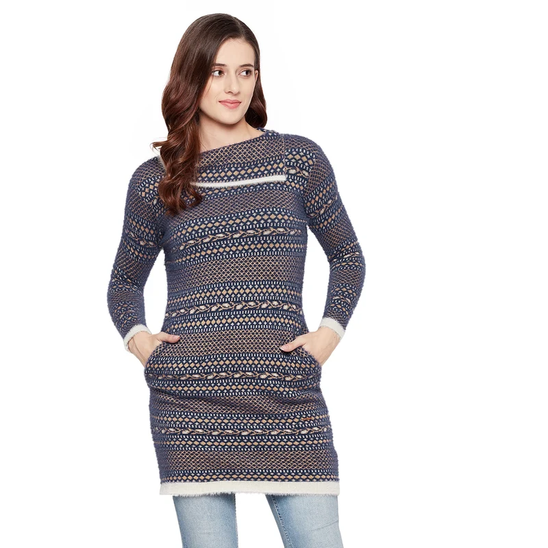Duke Urban Women Full Sleeve Long Sweater (SDS962) D.Navy / L / Printed