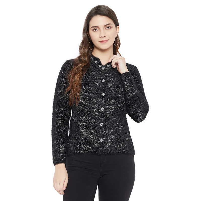 Duke Urban Women Full Sleeve Cardigan (SDS9628) XXL / Black / Printed