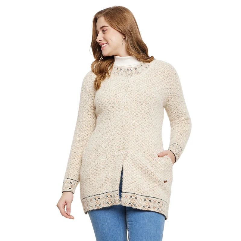 Duke Urban Women Full Sleeve Cardigan (SDS9653) Cream / M / Solid