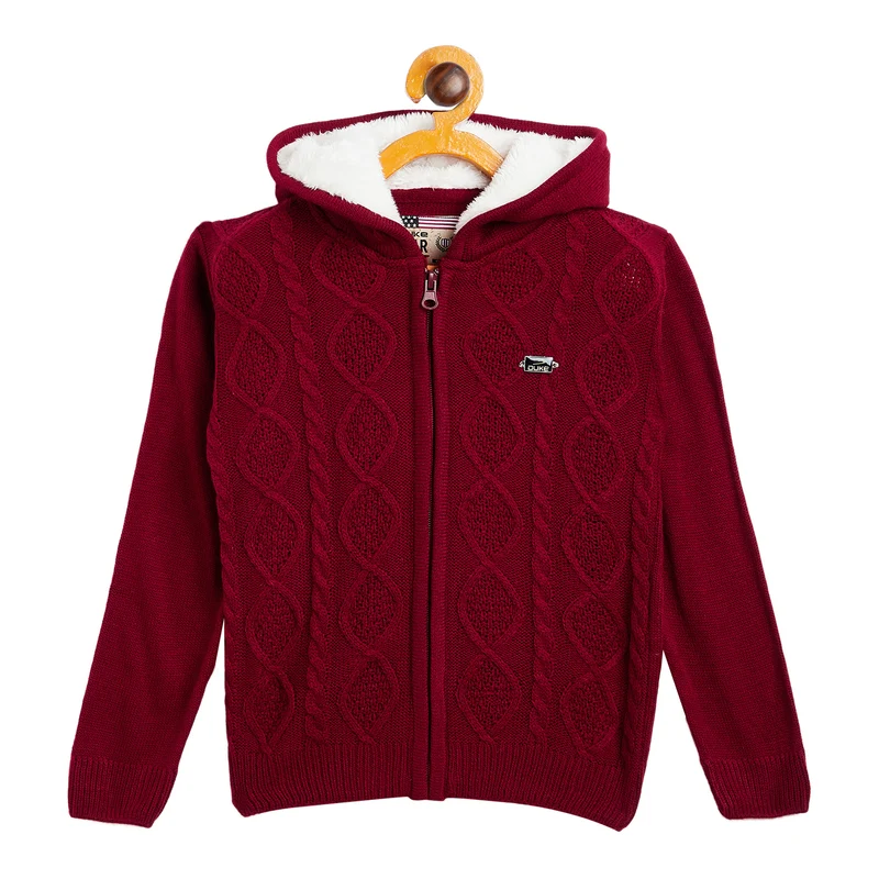 Duke Urban Boys Hooded Neck Sweater (SDS3579) Wine / 30 / Woven