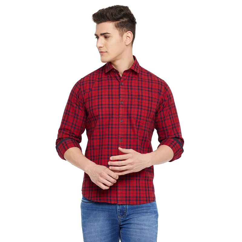Duke Stardust Men Full Sleeve Cotton Shirt (SDO5CKIA) XL / Red / Checkered