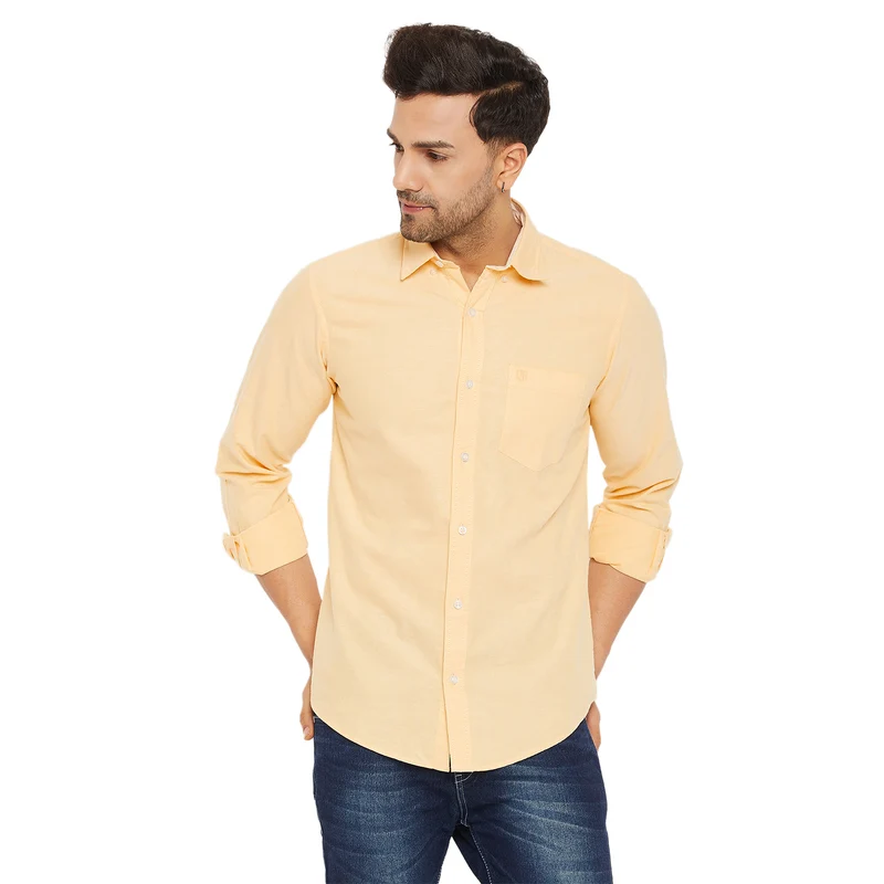 Duke Urban Men Full Sleeve Cotton Shirt (SDO5PLO) Yellow / XXL / Solid